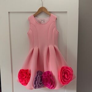 Halabaloo Pink Dress with Floral Accents